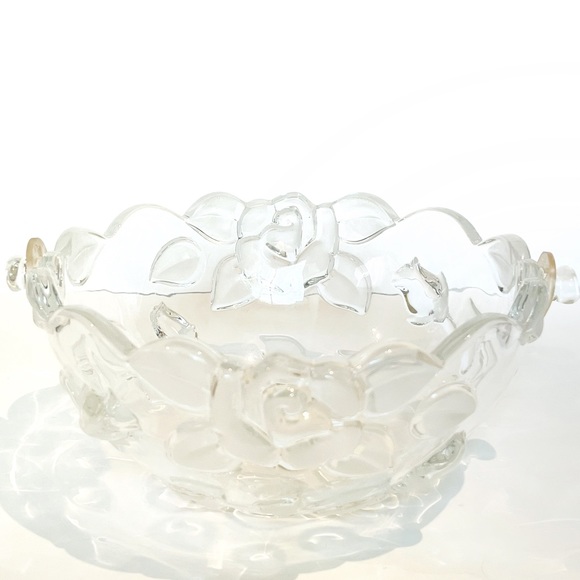 Original Waltherglas Made Germany Glass Rose Decorative Bowl Dish Frosted Floral - Picture 4 of 15